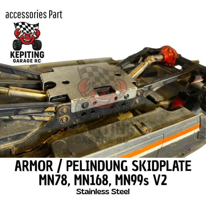 Armor / Pelindung Skidplate MN78, MN168, MN99S V2 Stainless Steel - Image 4