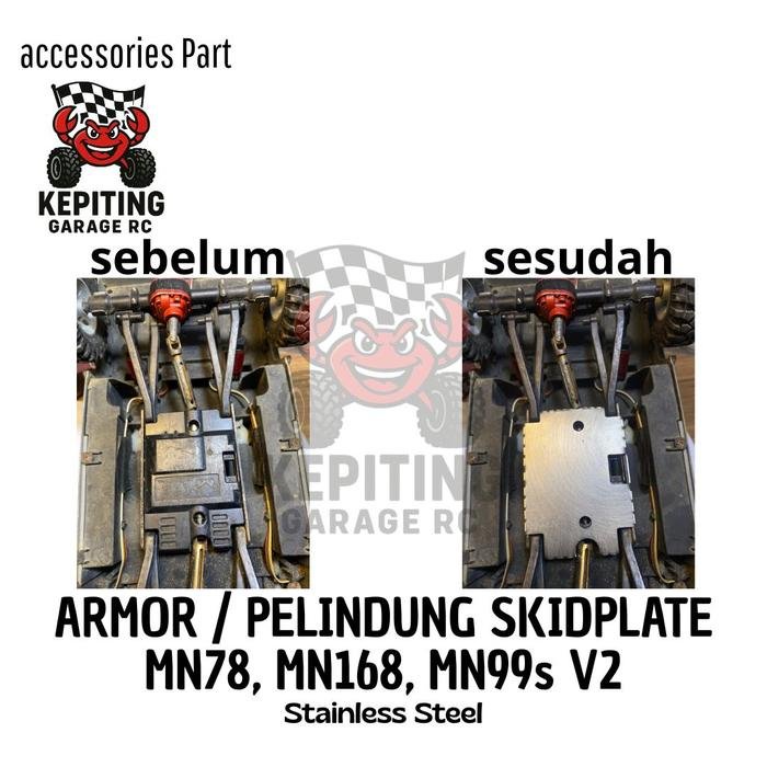 Armor / Pelindung Skidplate MN78, MN168, MN99S V2 Stainless Steel - Image 3