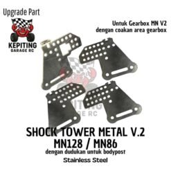 Alternative view of Shock Tower V2 MN128 MN86 Stainless Steel (Dengan Dudukan untuk Bodypost)