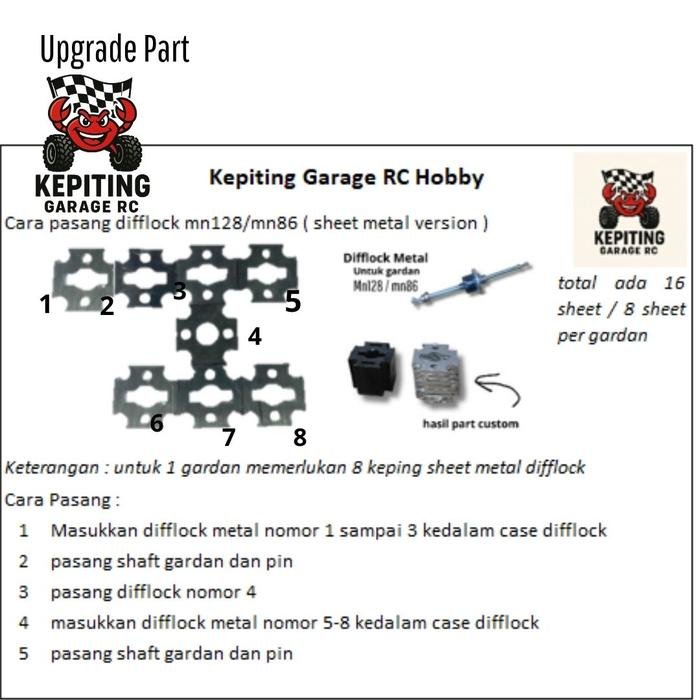 Differential Lock / Difflock Gardan (Sheet Metal Version) RC MN128 MN86 - Image 3